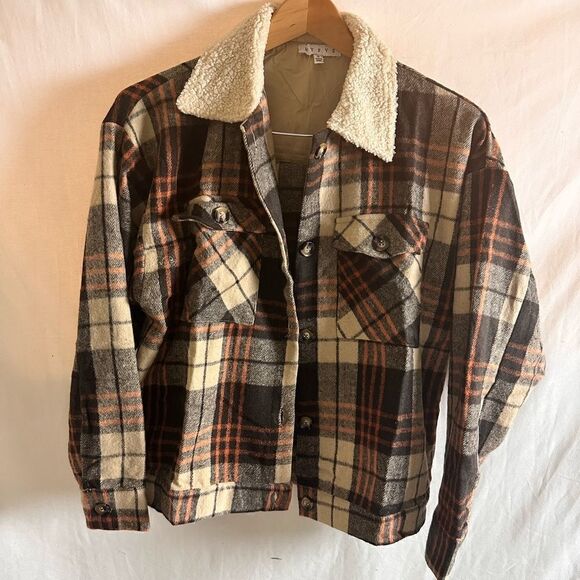 Flannel plaid jacket and skirt set brown - Picture 6 of 14